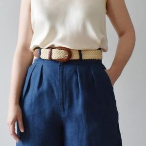 Vintage Equestrian Woven Cotton & Leather Belt